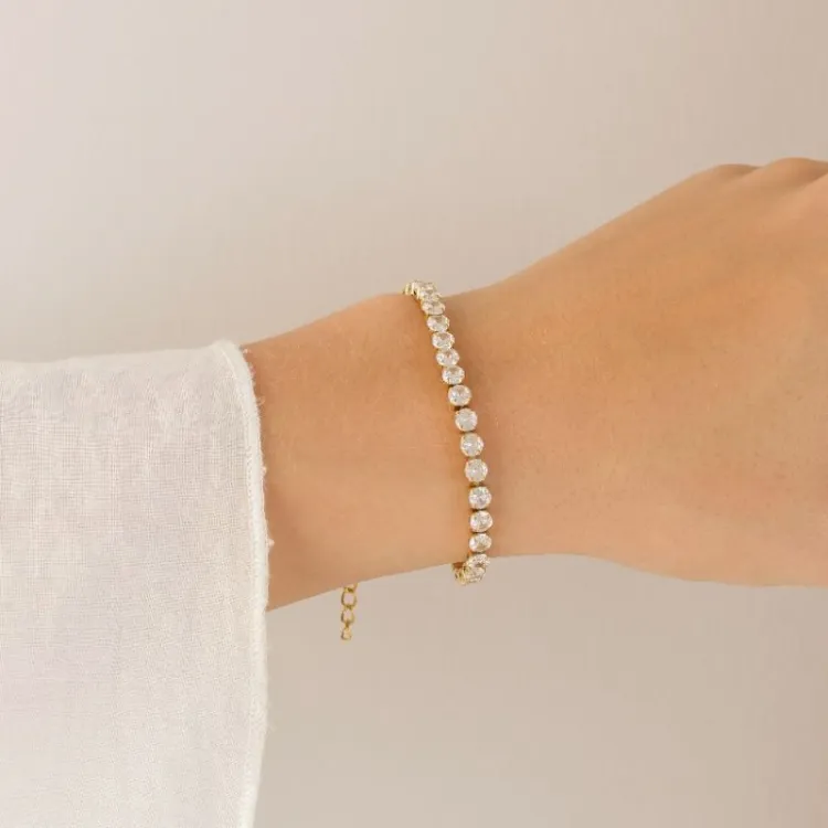 Wasserfest Zirkon Armband aus vergoldetem Stahl - OCEANA