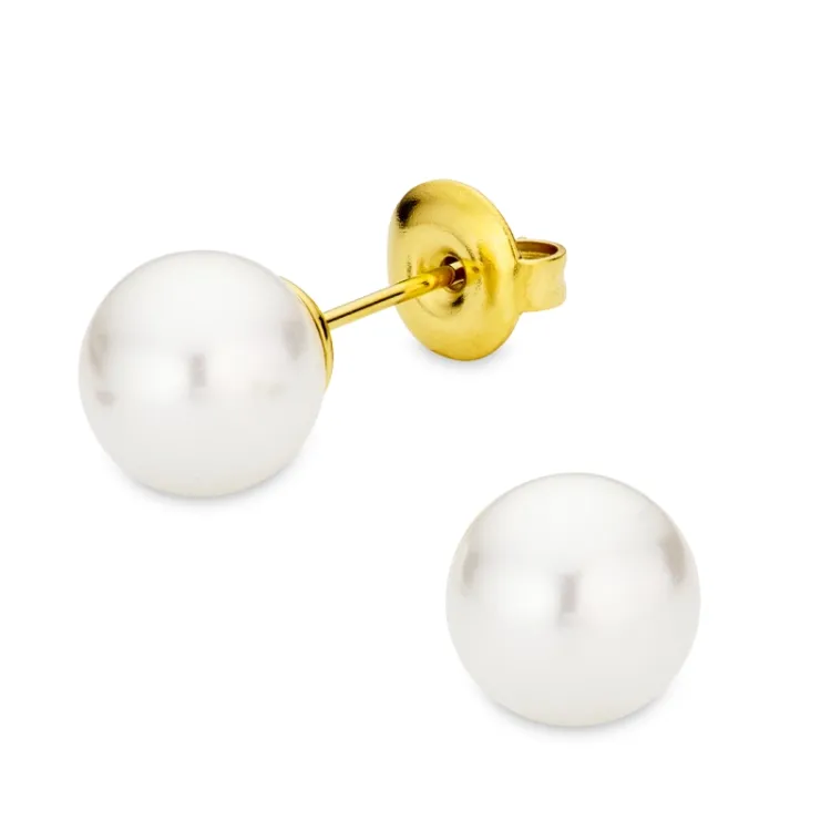 8 mm Wasserfester Perle Ohrstecker in vergoldetem Stahl - OCEANA