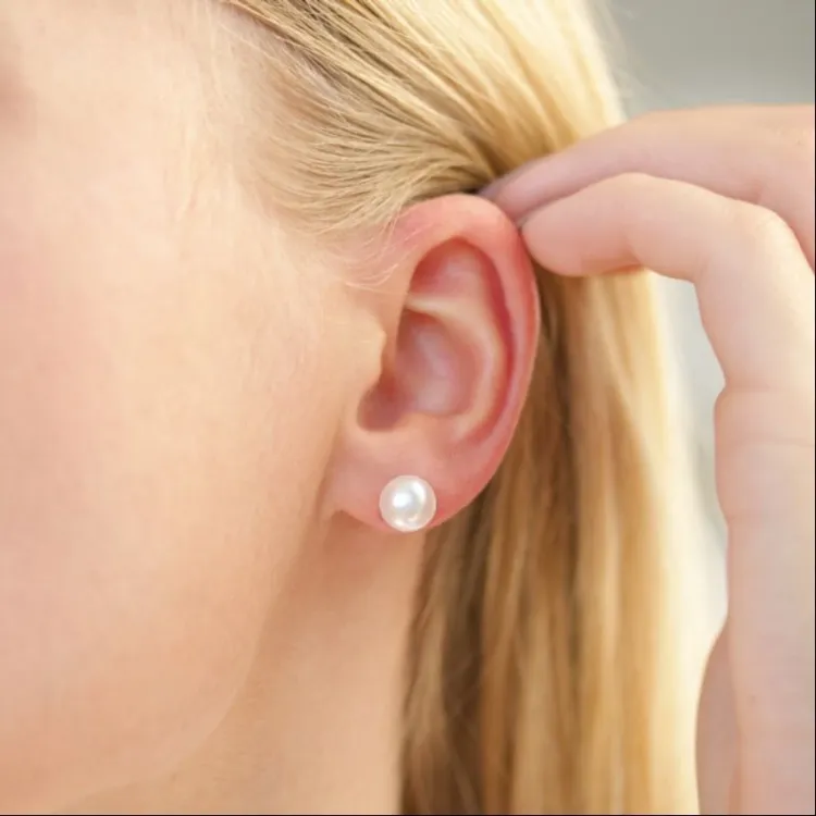 8 mm Wasserfester Perle Ohrstecker in vergoldetem Stahl - OCEANA