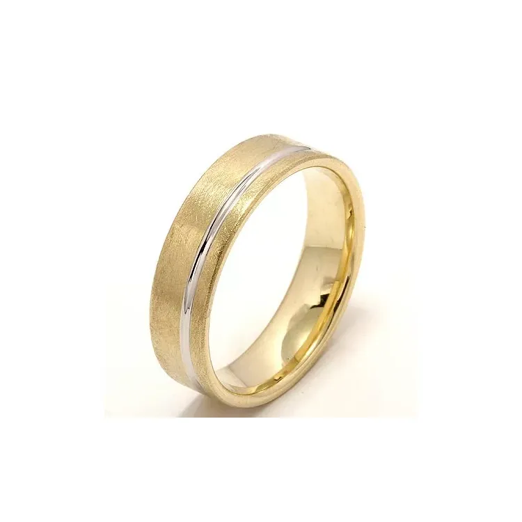 Rauem und blankem breit Trauring aus 14 Karat Gold- und Weißgold