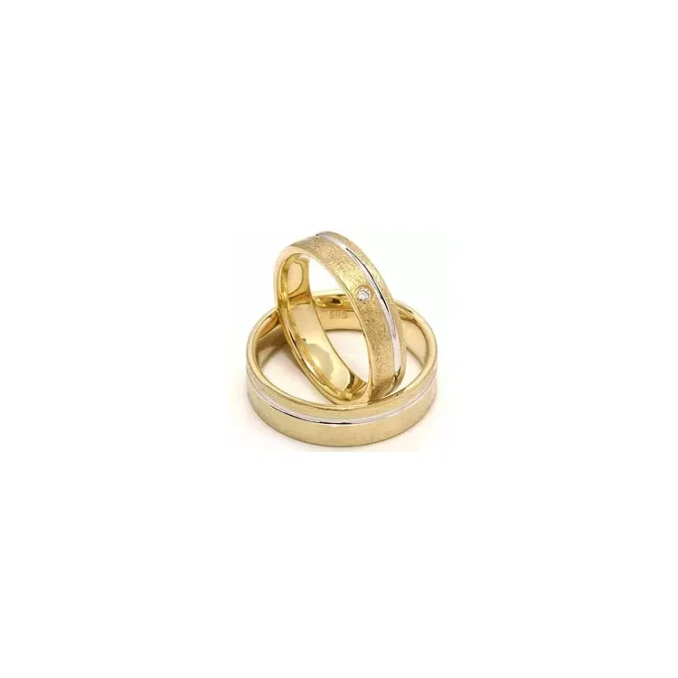 Zweifarbig trauringe aus 14 Karat Gold- und Weißgold 0,025 ct - set