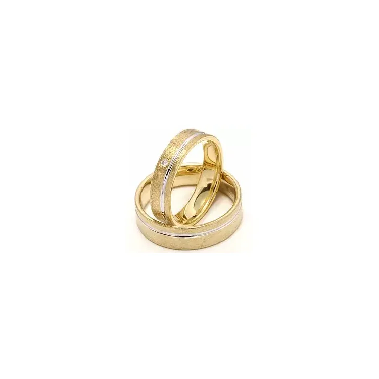 Zweifarbig trauringe aus 14 Karat Gold- und Weißgold 0,025 ct - set
