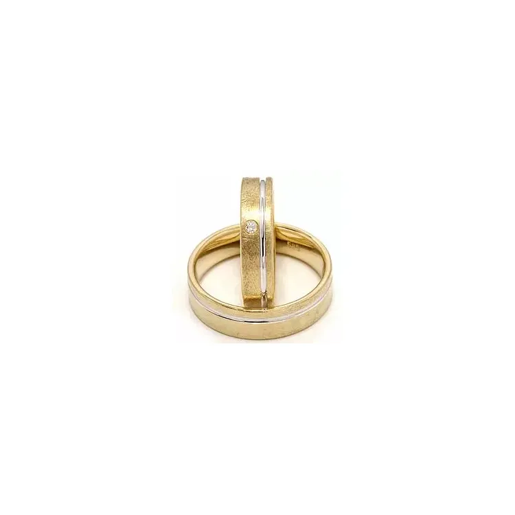 Zweifarbig trauringe aus 14 Karat Gold- und Weißgold 0,025 ct - set