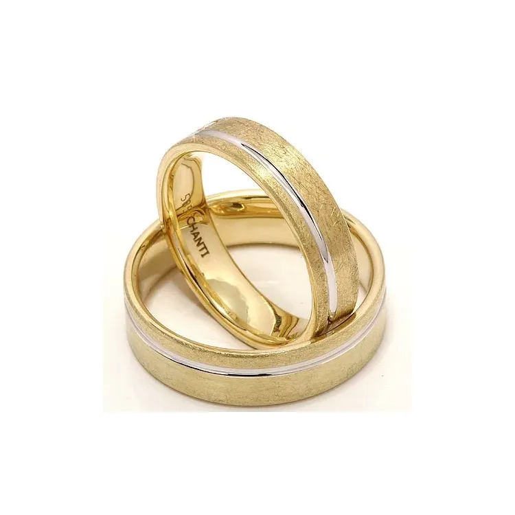 Zweifarbig trauringe aus 14 Karat Gold- und Weißgold 0,025 ct - set