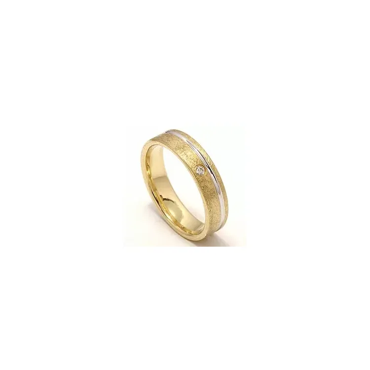 zweifarbig Diamant Trauring aus 14 Karat Gold- und Weißgold 1 x 0,025 ct
