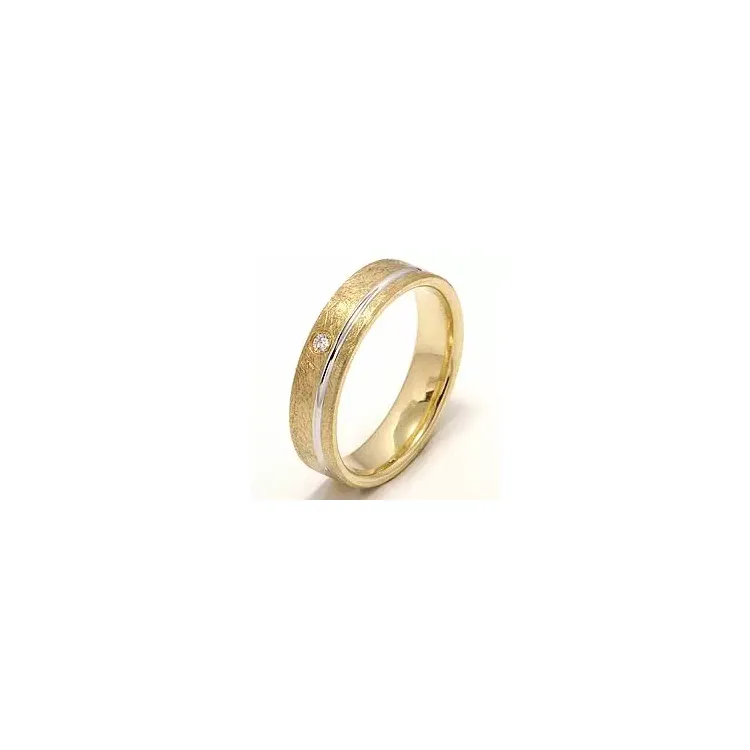 zweifarbig Diamant Trauring aus 14 Karat Gold- und Weißgold 1 x 0,025 ct