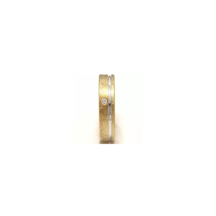 zweifarbig Diamant Trauring aus 14 Karat Gold- und Weißgold 1 x 0,025 ct