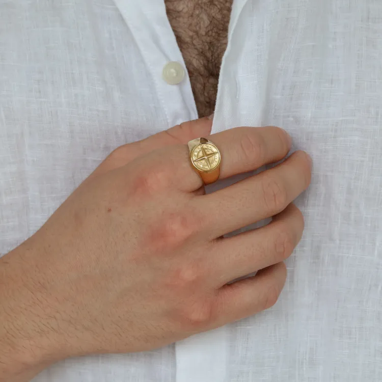 Wasserfest Stern Ring aus vergoldetem Edelstahl