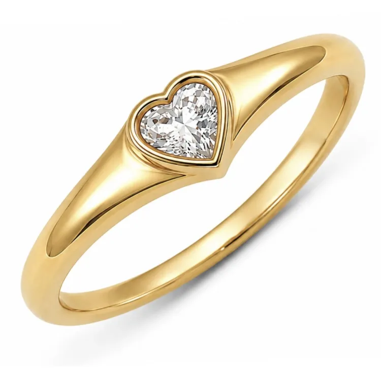 Wasserfest Herzen Zirkon Ring aus vergoldetem Edelstahl - OCEANA