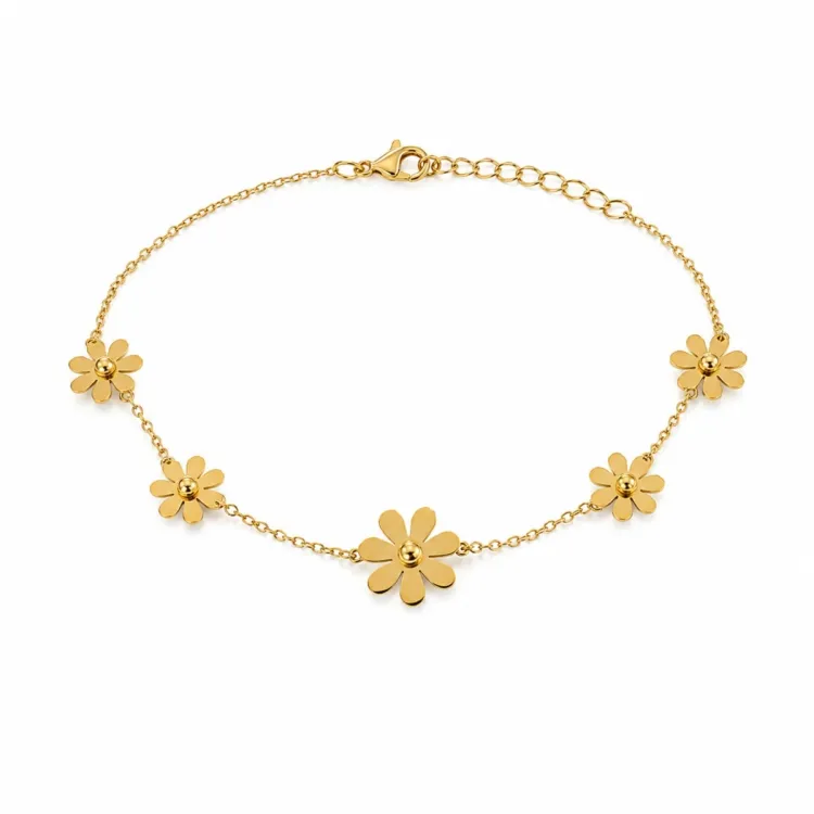 Wasserfest Blumen Armband aus vergoldetem Stahl - OCEANA