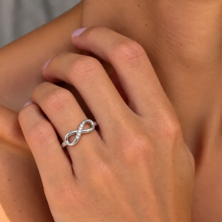 Wasserfest infinity Zirkon Ring mit Fehlern aus Stahl - OCEANA