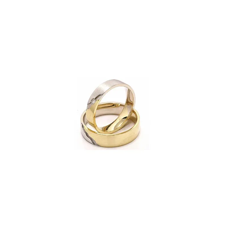 Matt zweifarbig trauringe aus 14 Karat Gold- und Weißgold 0,035 ct - set