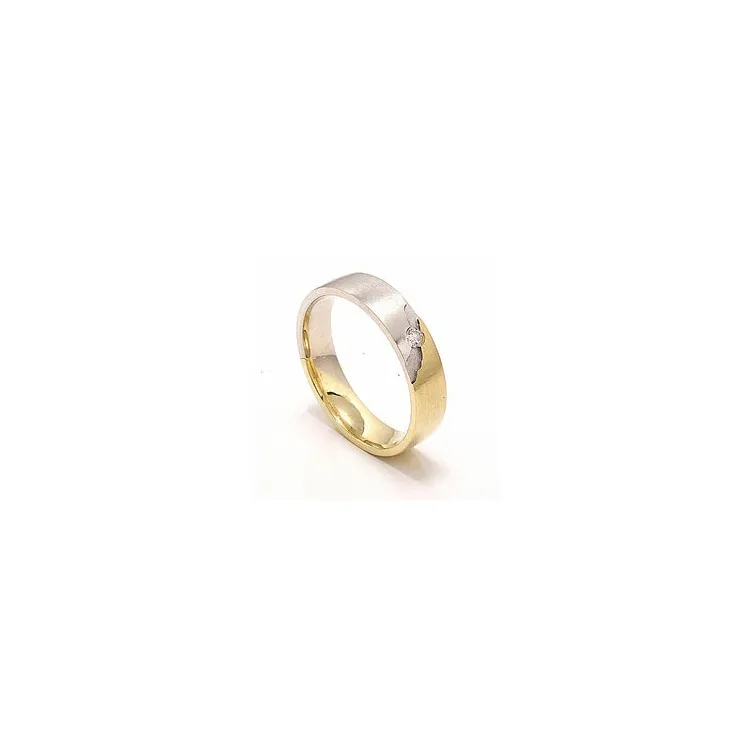 Matter zweifarbig Trauring aus 14 Karat Gold- und Weißgold 1 x 0,035 ct