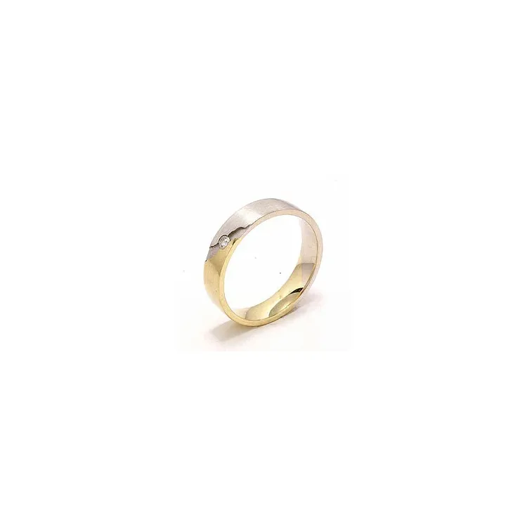 Matter zweifarbig Trauring aus 14 Karat Gold- und Weißgold 1 x 0,035 ct