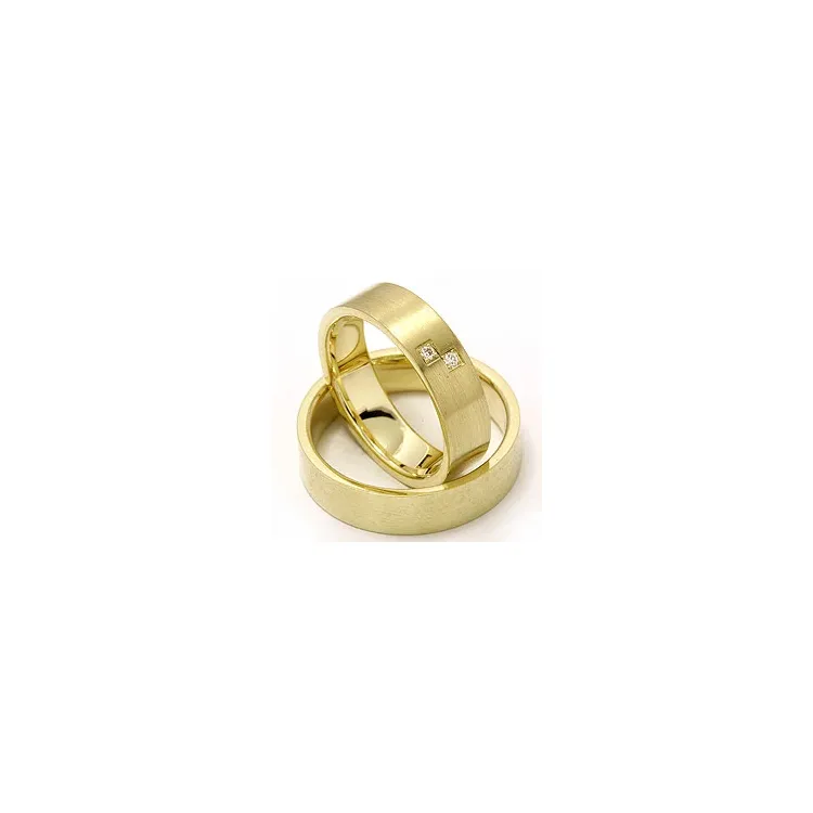 Matt flachen trauringe aus 14 Karat Gold 2 x 0,015 ct - set