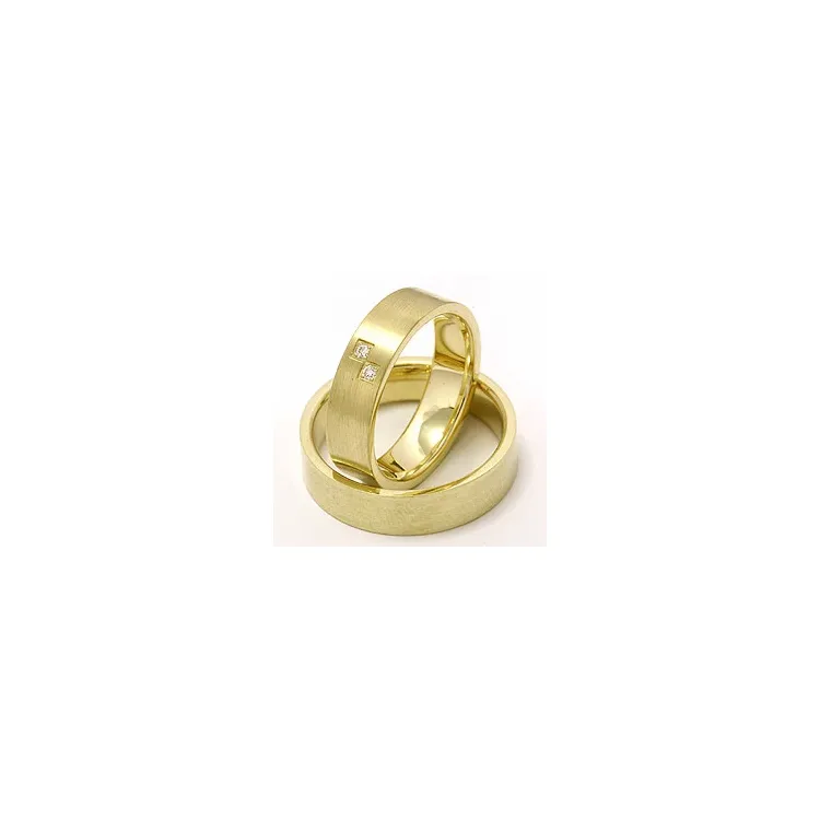 Matt flachen trauringe aus 14 Karat Gold 2 x 0,015 ct - set