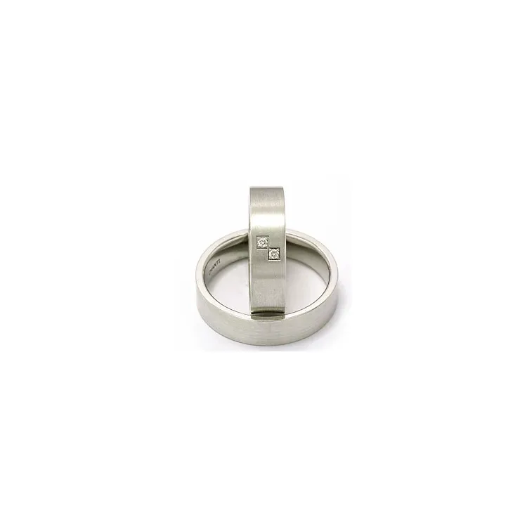 Trauringe aus 14 Karat Weißgold 2 x 0,015 ct - set