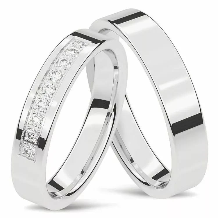 trauringe aus 14 Karat Weißgold 9 x 0,015 ct - set