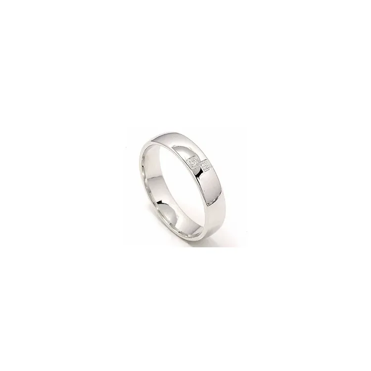 Trauring aus 14 Karat Weißgold 0,02 ct