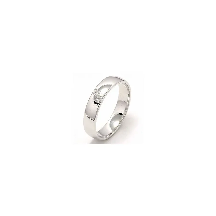 Trauring aus 14 Karat Weißgold 0,02 ct