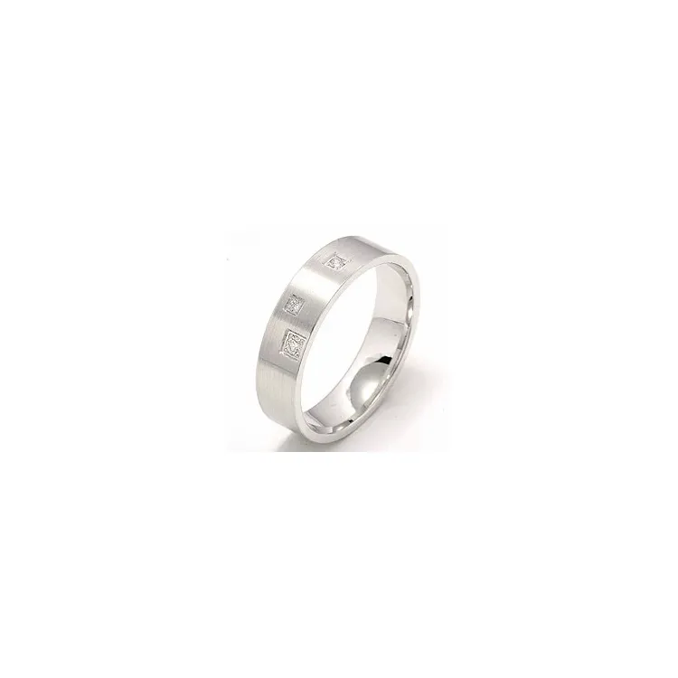 Matter Sternenstaub Trauring aus 14 Karat Weißgold 0,047 ct