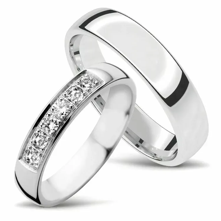 trauringe aus 14 Karat Weißgold 0,05 ct - set