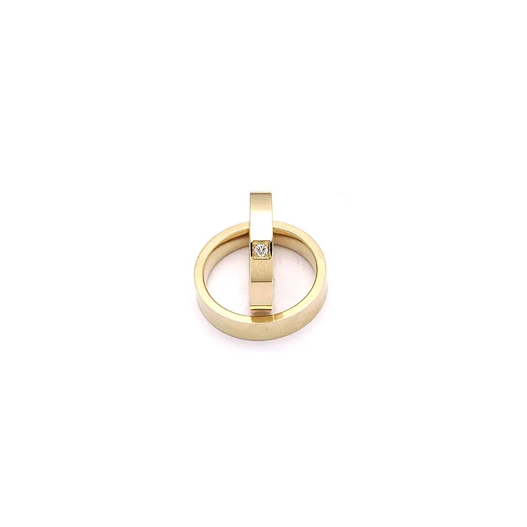 flachen trauringe aus 14 Karat Gold 0,05 ct - set