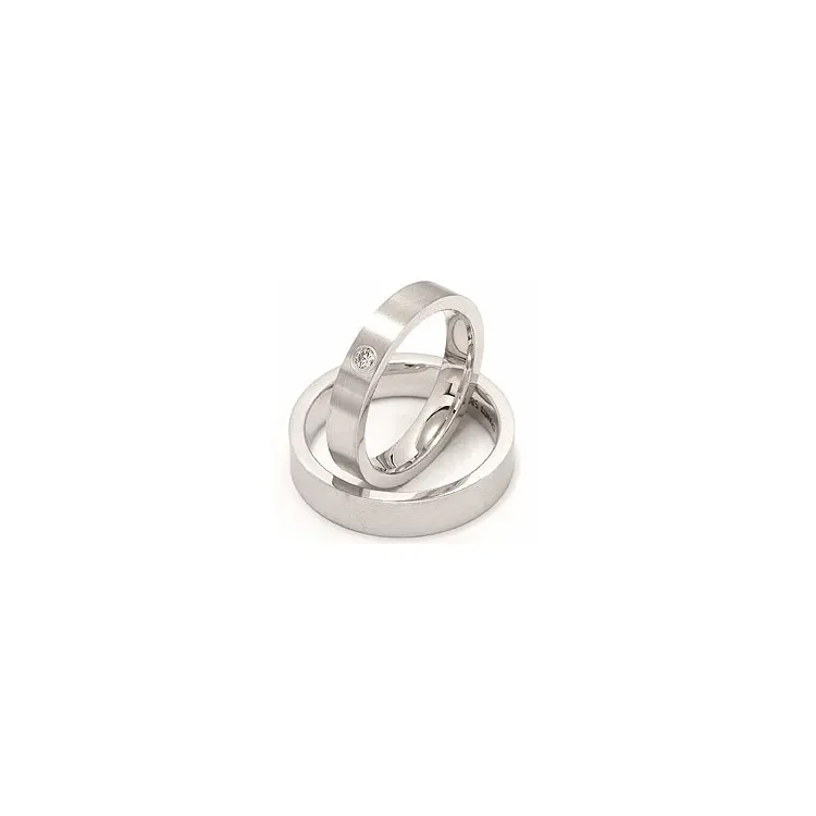 Trauringe aus 14 Karat Weißgold 0,05 ct - set