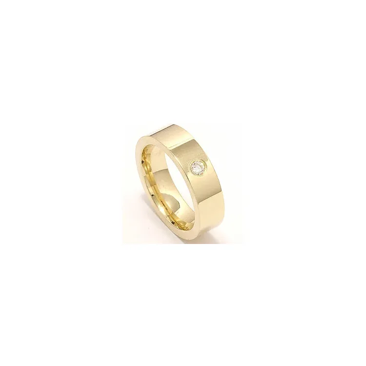 Breit Brillant Trauring aus 14 Karat Gold 0,10 ct