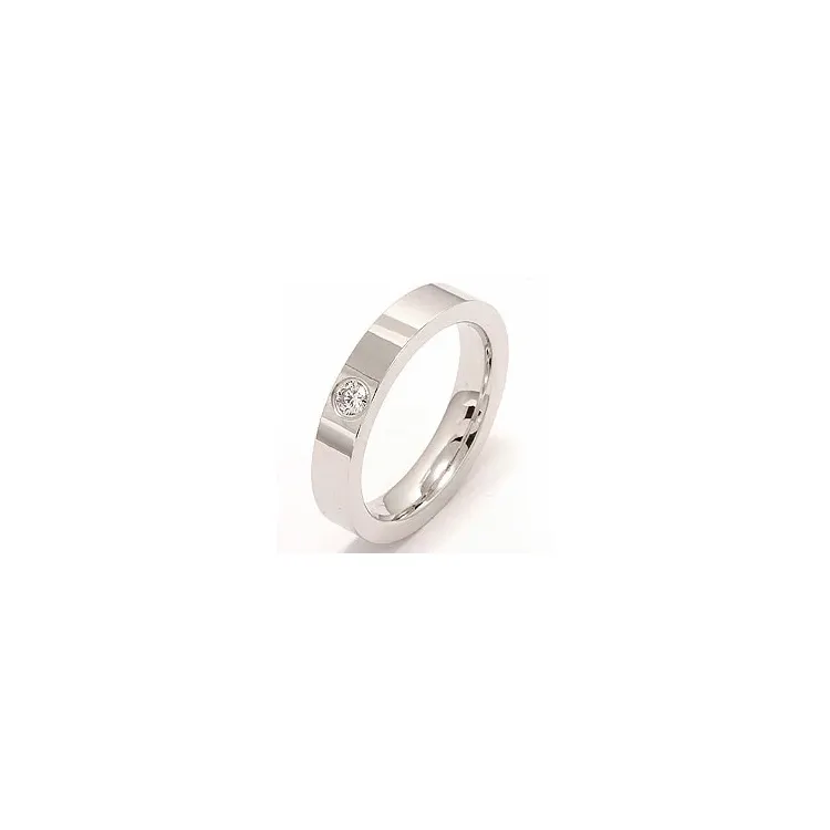 Elegant Brillant Trauring aus 14 Karat Weißgold 0,10 ct