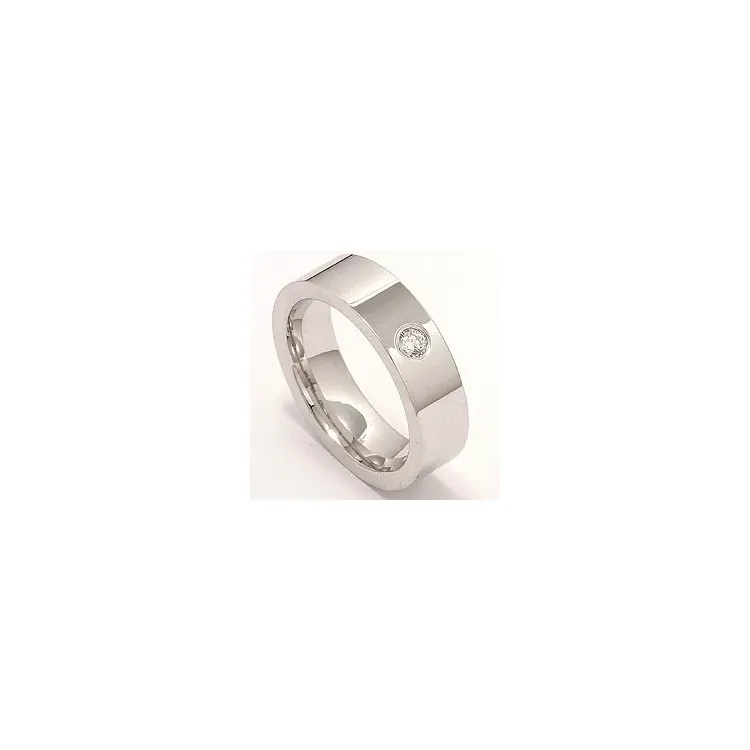 Flach breit Trauring aus 14 Karat Weißgold 0,10 ct
