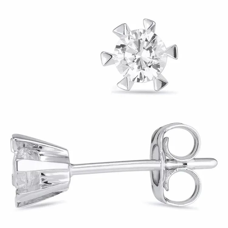 5 mm solitärohrstecker in 9 karat weißgold mit zirkonen