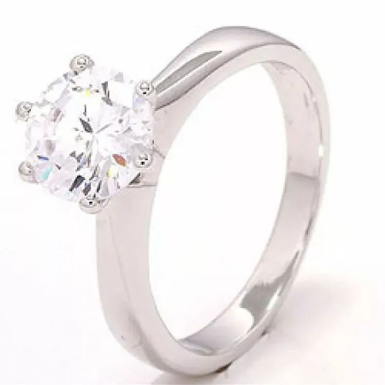 Gross Zirkon Solitärring aus rhodiniertem Silber