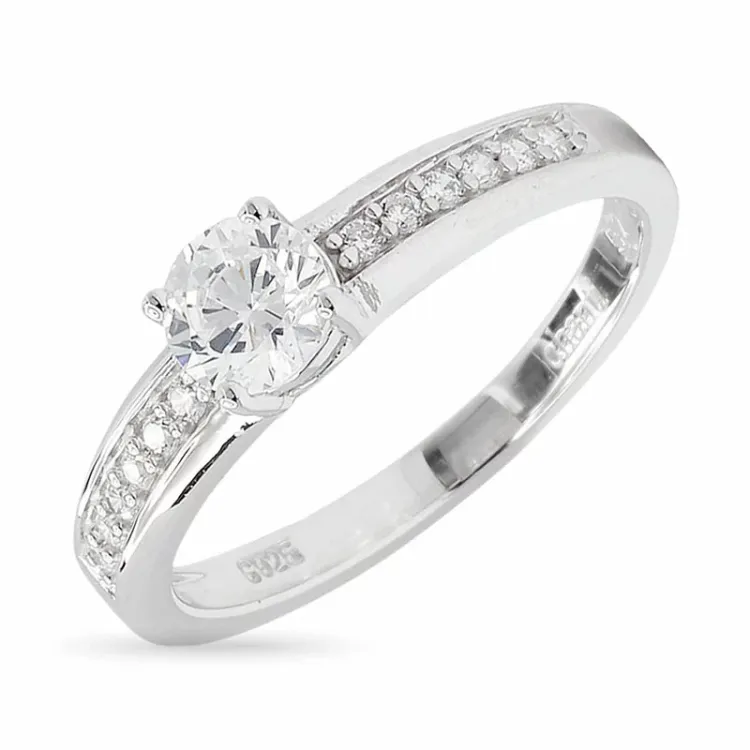 weißem Zirkon Ring aus rhodiniertem Silber