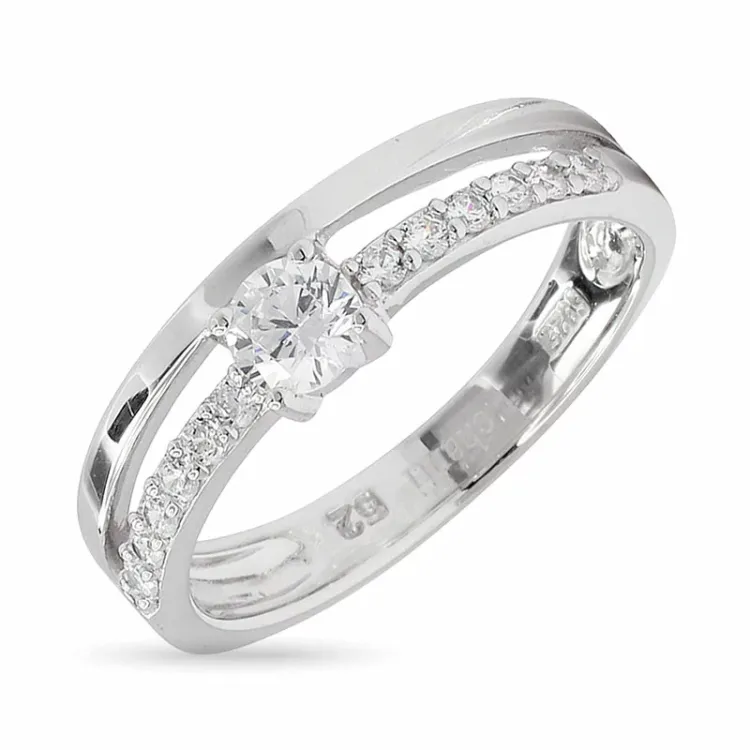 weißem Zirkon Ring aus rhodiniertem Silber