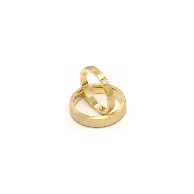 Matt trauringe aus 14 Karat Gold 0,05 ct ct - set