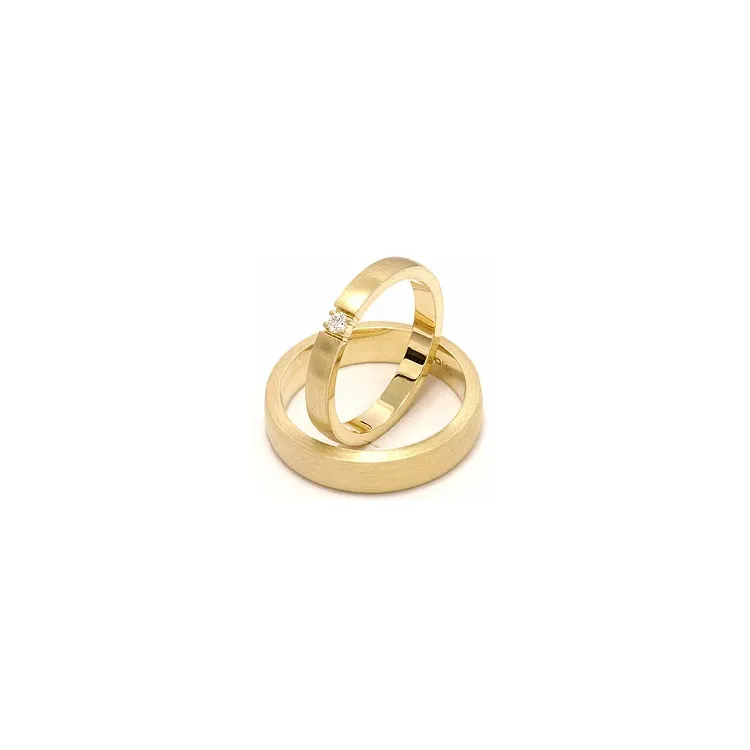 Matt trauringe aus 14 Karat Gold 0,05 ct ct - set
