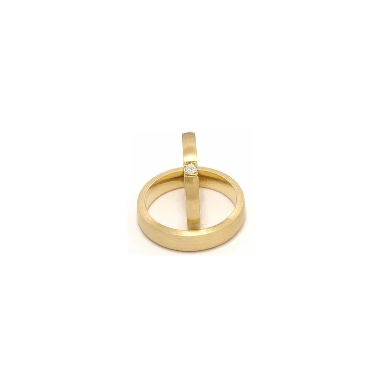 Matt trauringe aus 14 Karat Gold 0,05 ct ct - set
