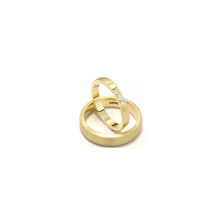 Matt trauringe aus 14 Karat Gold 3 x 0,05 ct - set