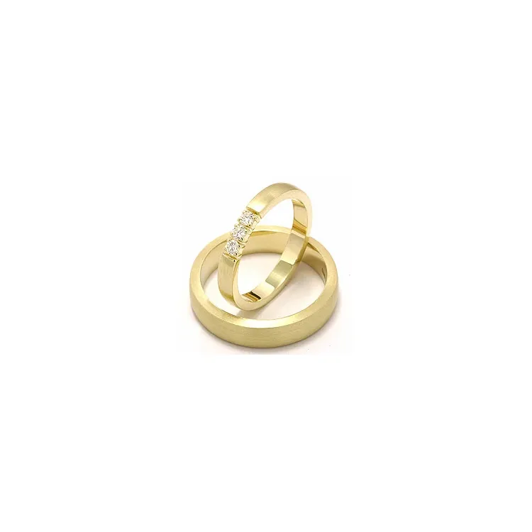 Matt trauringe aus 14 Karat Gold 3 x 0,05 ct - set