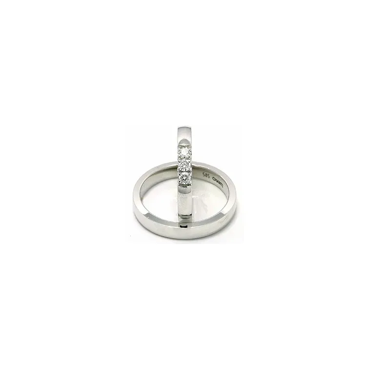 flachen trauringe aus 14 Karat Weißgold 3 x 0,05 ct - set