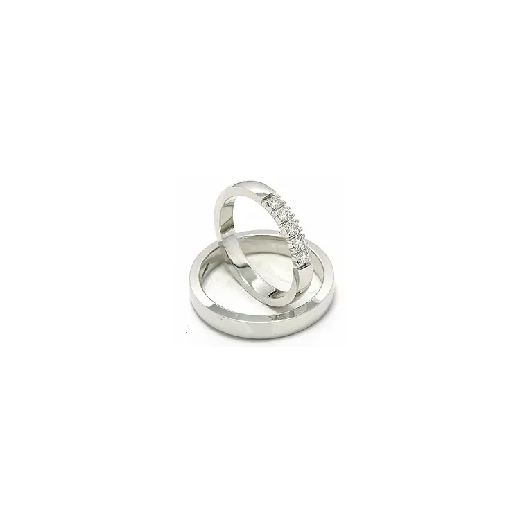 Trauringe aus 14 Karat Weißgold 5 x 0,05 ct - set