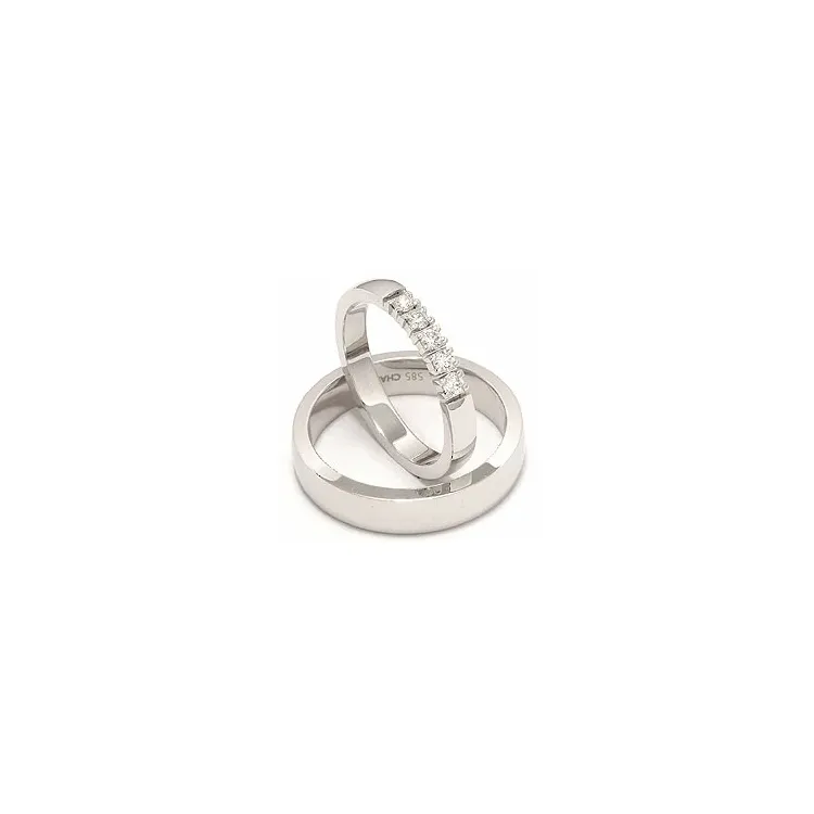 trauringe aus 14 Karat Weißgold 0,05  ct - set