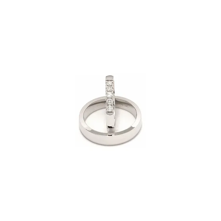 trauringe aus 14 Karat Weißgold 0,05  ct - set