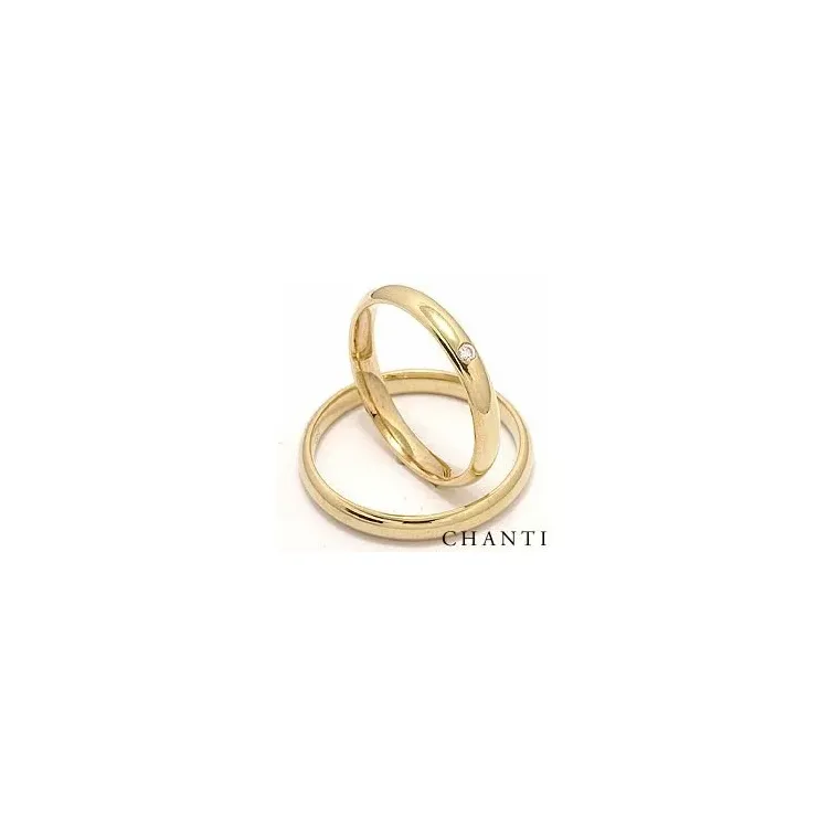 Schmal runden Diamant trauringe aus 14 Karat Gold 0,025 ct - set