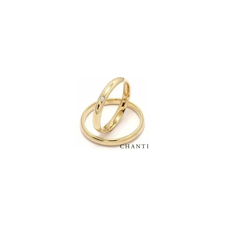 Schmal runden Diamant trauringe aus 14 Karat Gold 0,025 ct - set