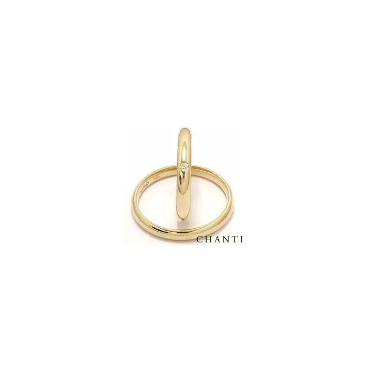Schmal runden Diamant trauringe aus 14 Karat Gold 0,025 ct - set