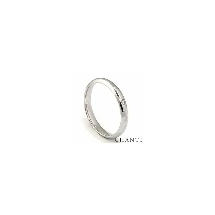 runder Trauring aus 14 Karat Weißgold 0,025 ct