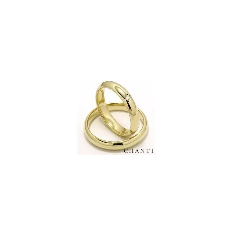 runden trauringe aus 14 Karat Gold 1 x 0,05  ct - set