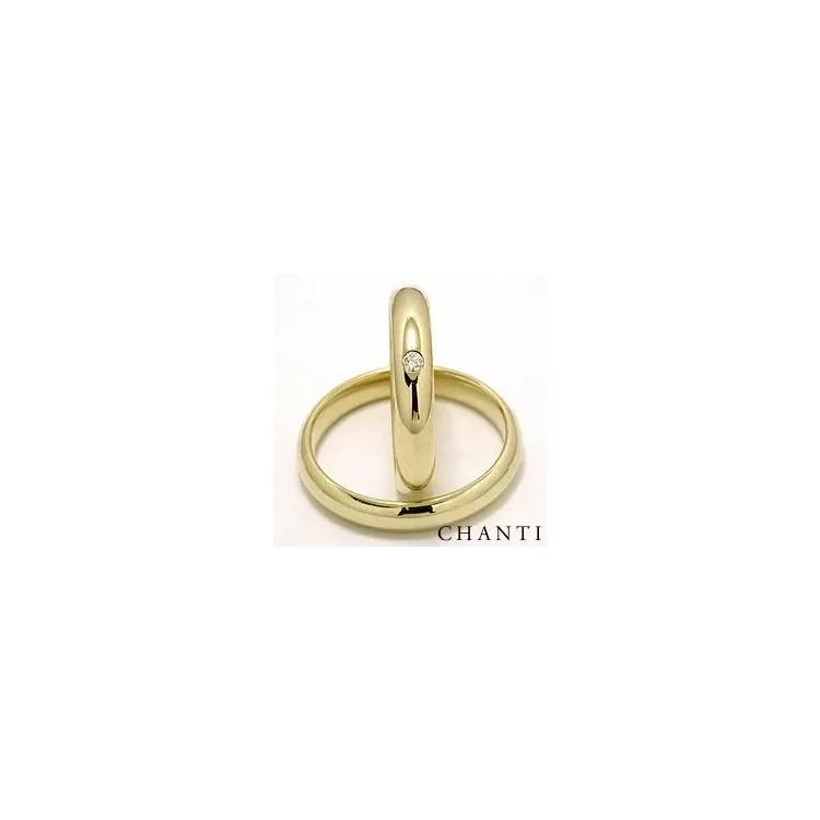 runden trauringe aus 14 Karat Gold 1 x 0,05  ct - set